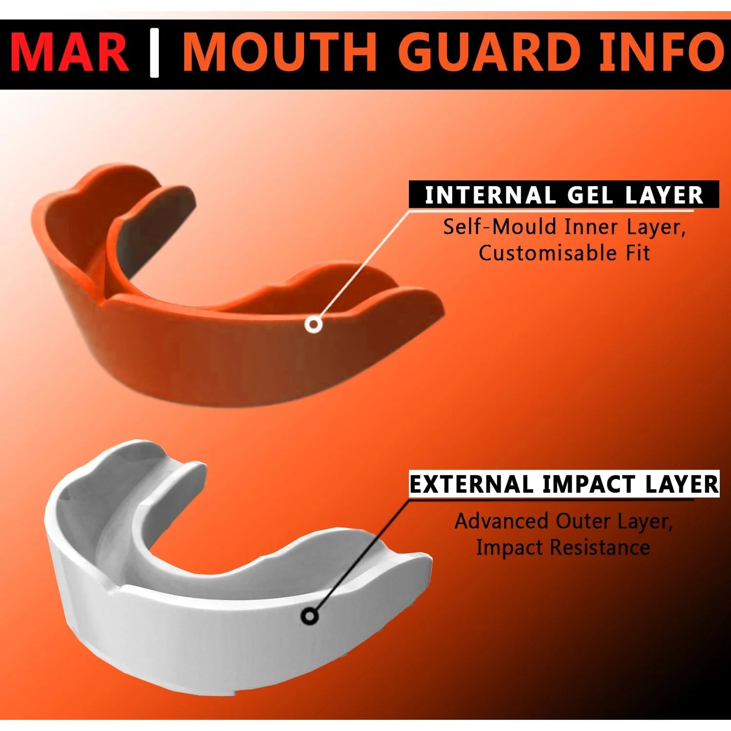 MAR-123B | Orange Gel Mouth Guard/Gum Shield - Small Accessories