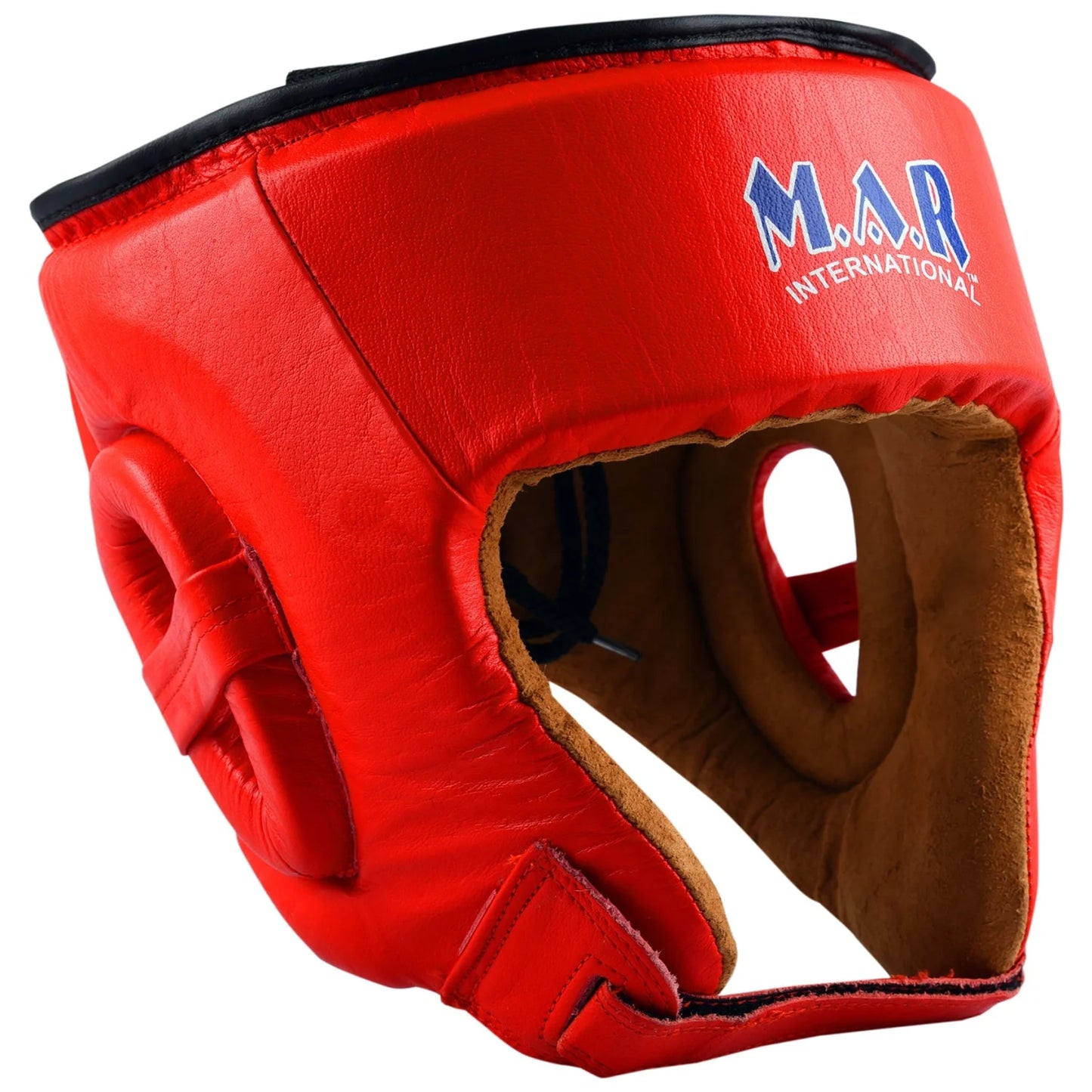 MAR-132A | Red Genuine Cowhide Leather Head Guard For Competitions - Head Guard