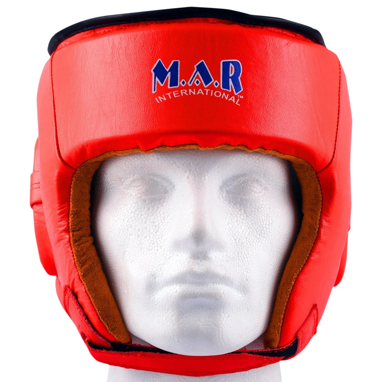 MAR-132A | Red Genuine Cowhide Leather Head Guard For Competitions - Head Guard