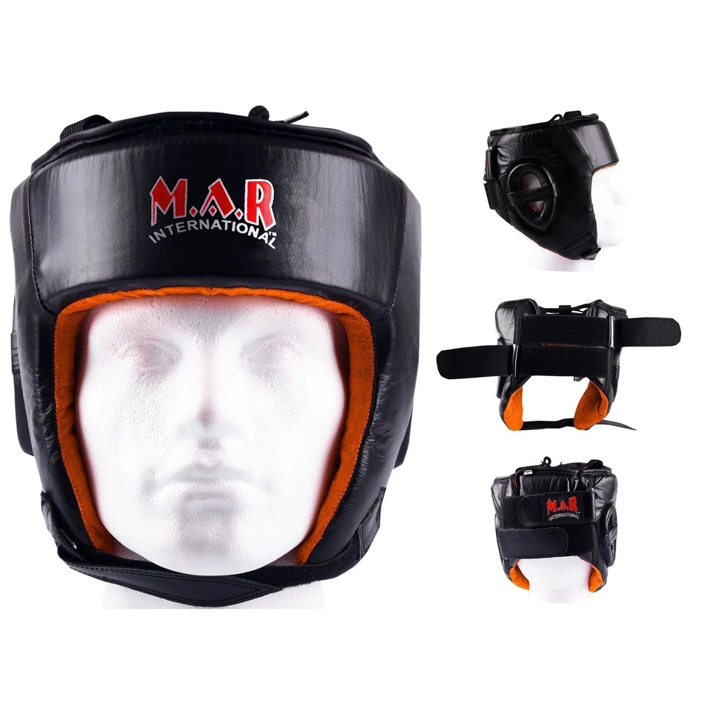 MAR-132B | Black Genuine Cowhide Leather Head Guard For Competitions - Head Guard