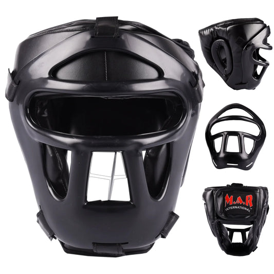 MAR-134B | Black Head Guard w/ Grill Mask For Training - Head Guard