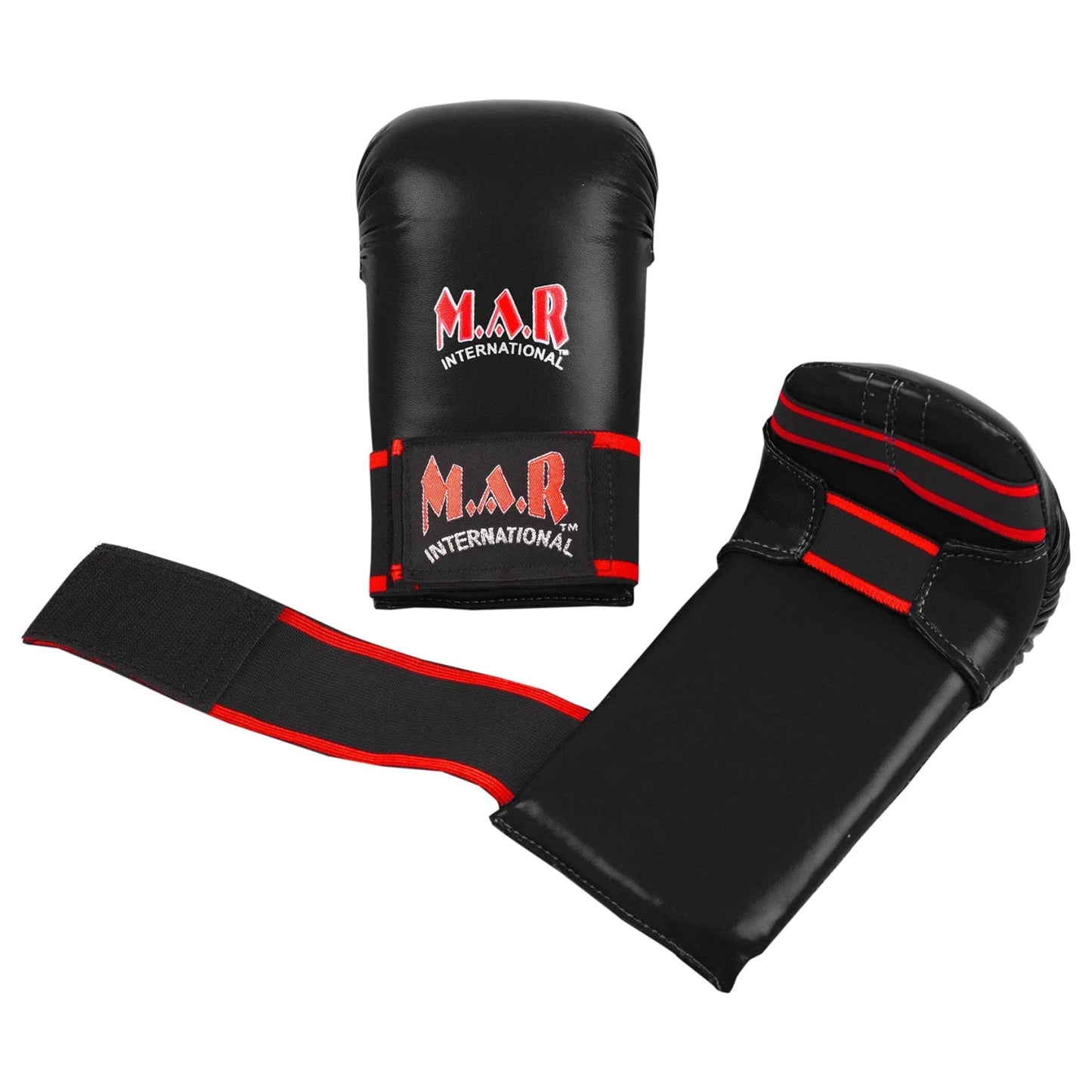 MAR-141A | Black Karate Gloves w/ Moulded Padding - Compact Gloves