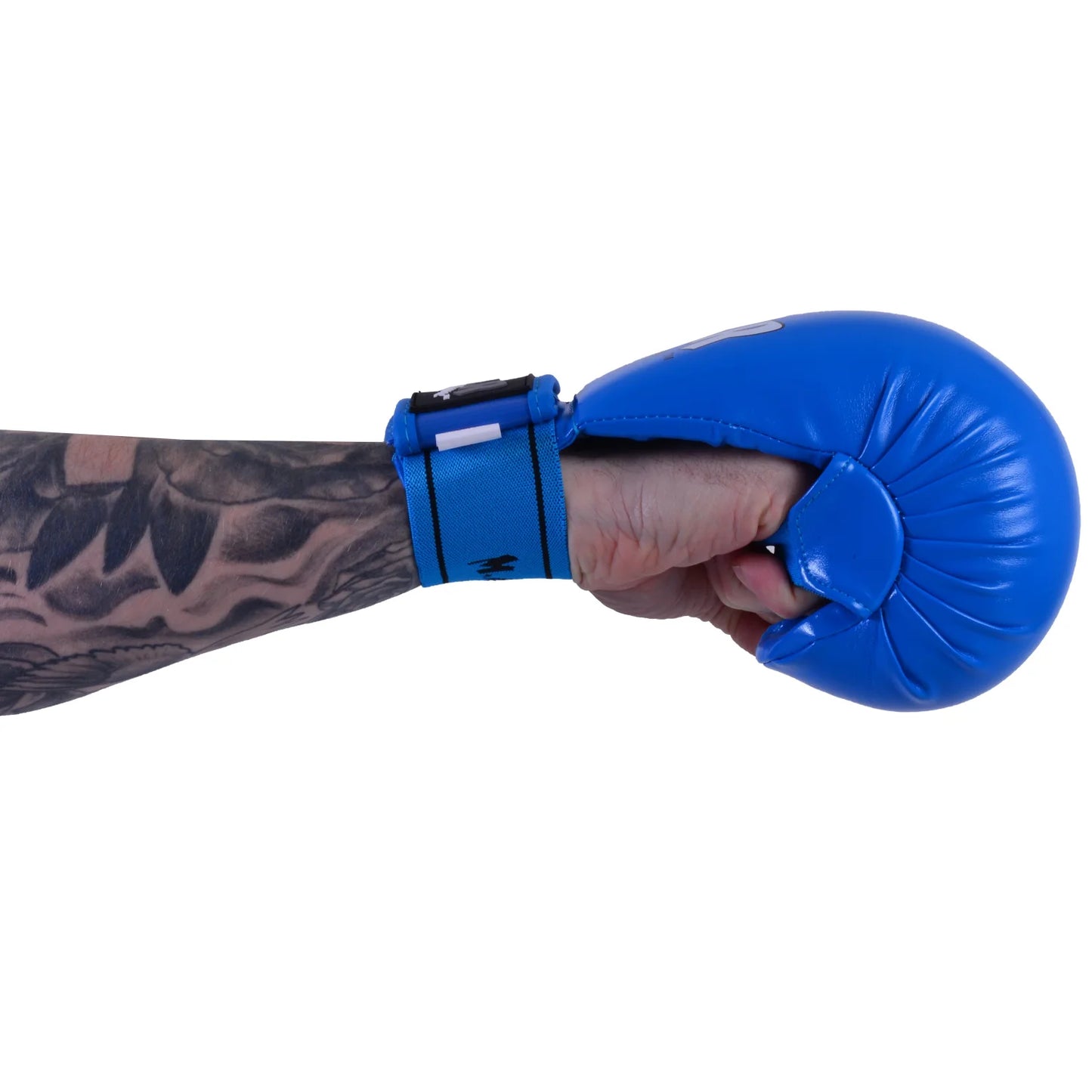 MAR-142E | Blue Karate Gloves w/ Arched Moulded Padding - Compact Gloves