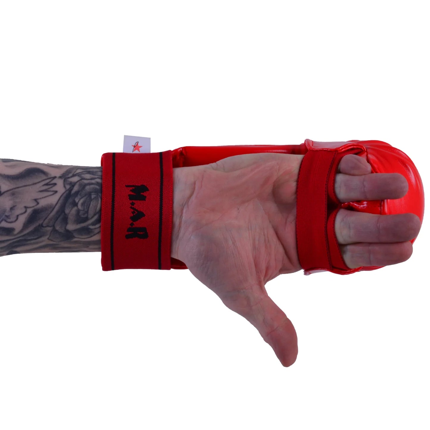 MAR-142F | Red Karate Gloves w/ Arched Moulded Padding - Compact Gloves