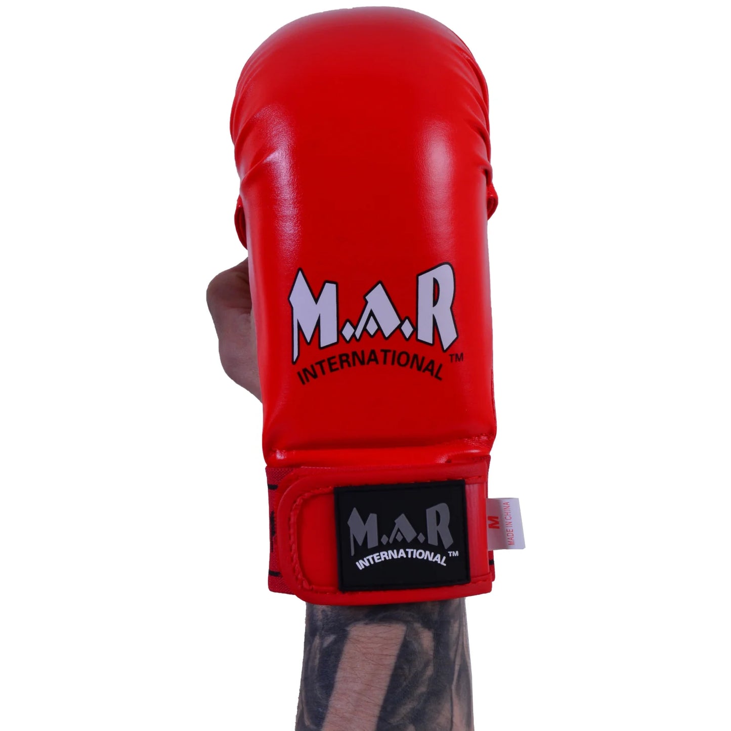 MAR-142F | Red Karate Gloves w/ Arched Moulded Padding - Compact Gloves