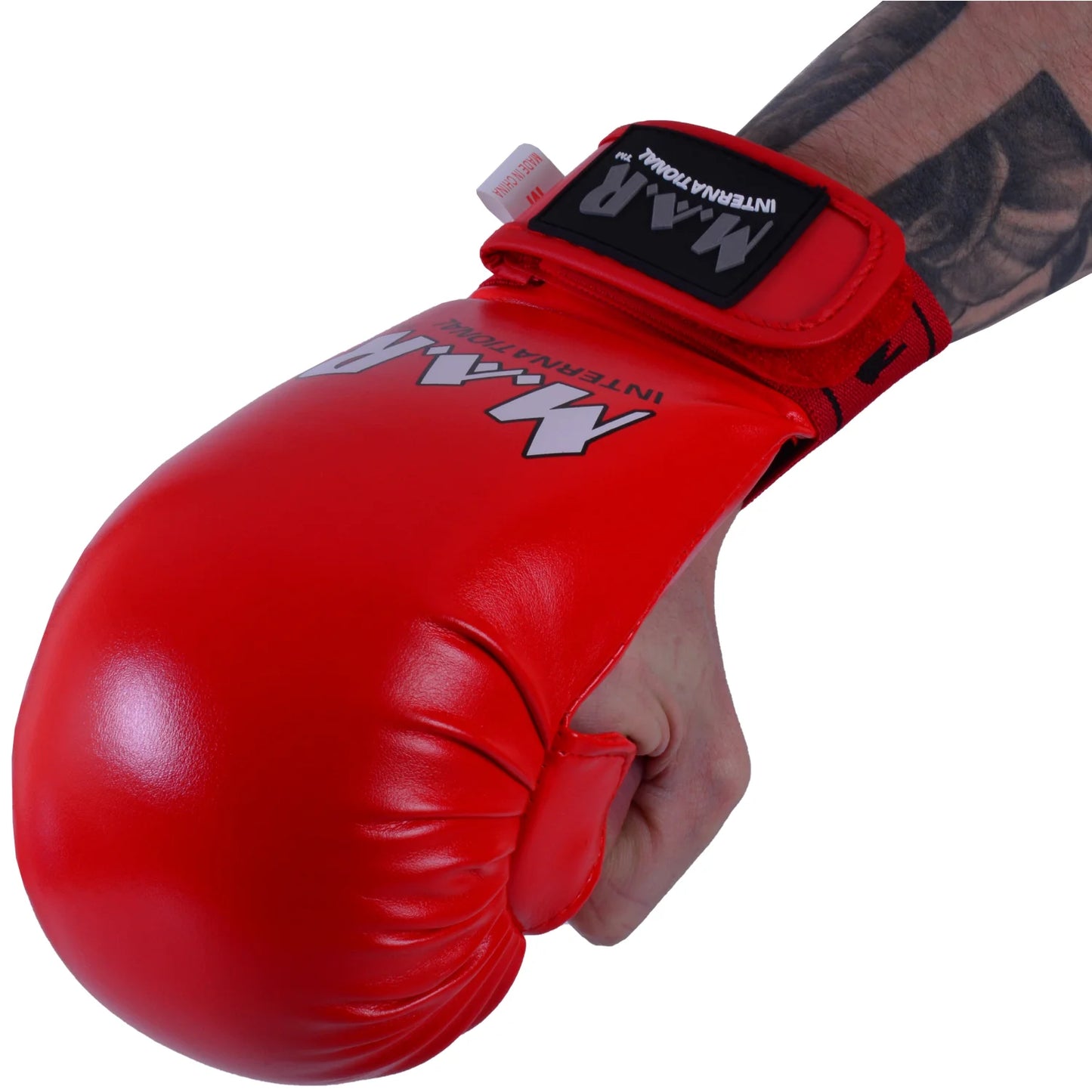MAR-142F | Red Karate Gloves w/ Arched Moulded Padding - Compact Gloves