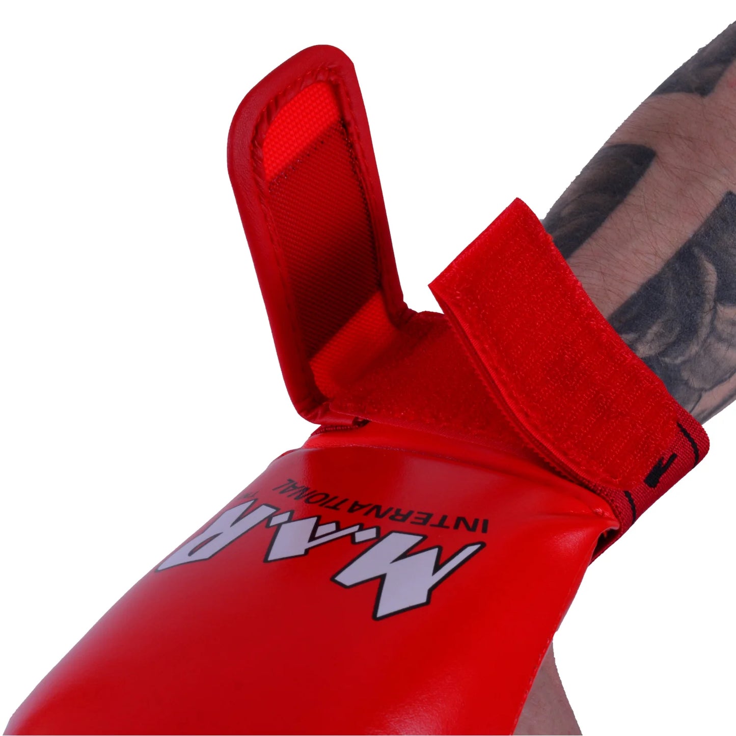MAR-142F | Red Karate Gloves w/ Arched Moulded Padding - Compact Gloves