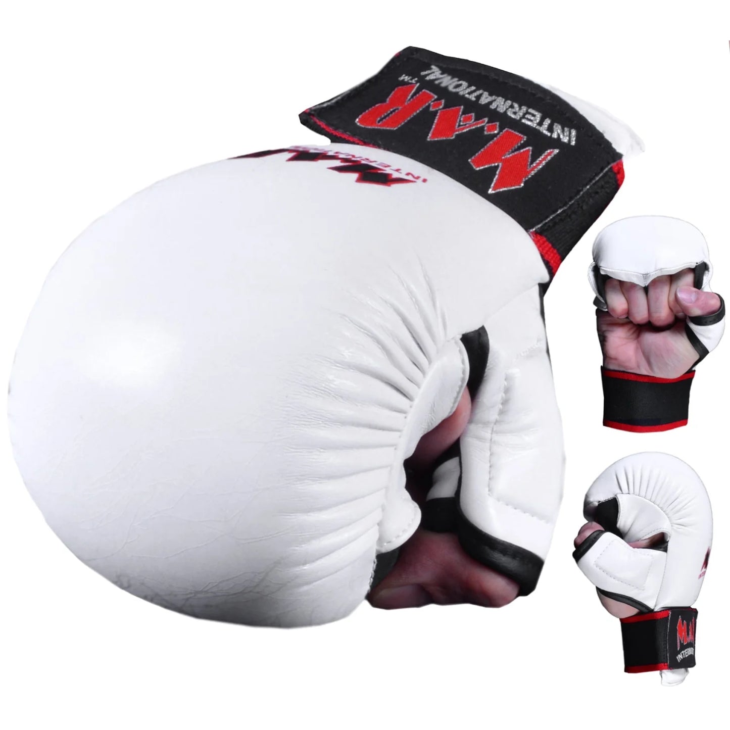 MAR-143C | White Karate Gloves w/ Padded Thumb - Compact Gloves