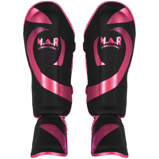 MAR-148I | Black & Pink Kickboxing/Thai Boxing Shin & Instep Guards - Pads