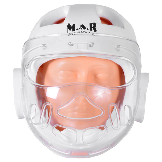 MAR-160F | WKF Style Karate White Head Guard with Mask - Head Guard