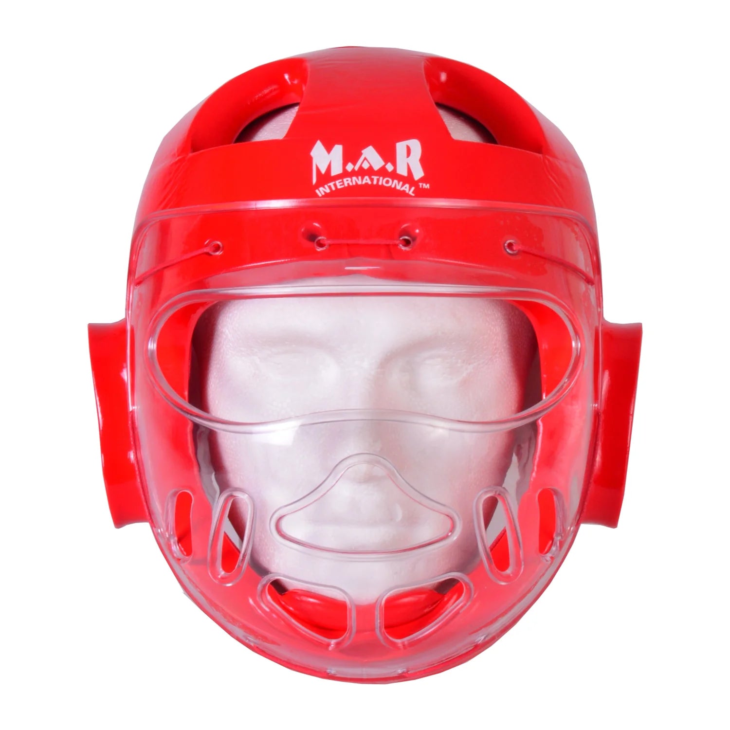 MAR-160G | WKF Style Karate Red Head Guard with Mask - Head Guard