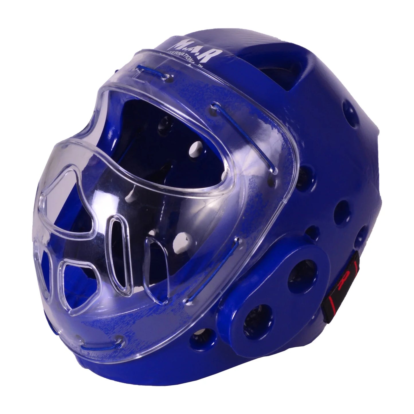 MAR-160H | WKF Style Karate Blue Head Guard with Mask - Head Guard
