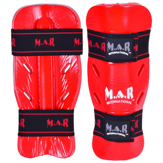 MAR-162A | Red Dipped Foam Martial Arts Shin Guard - Pads