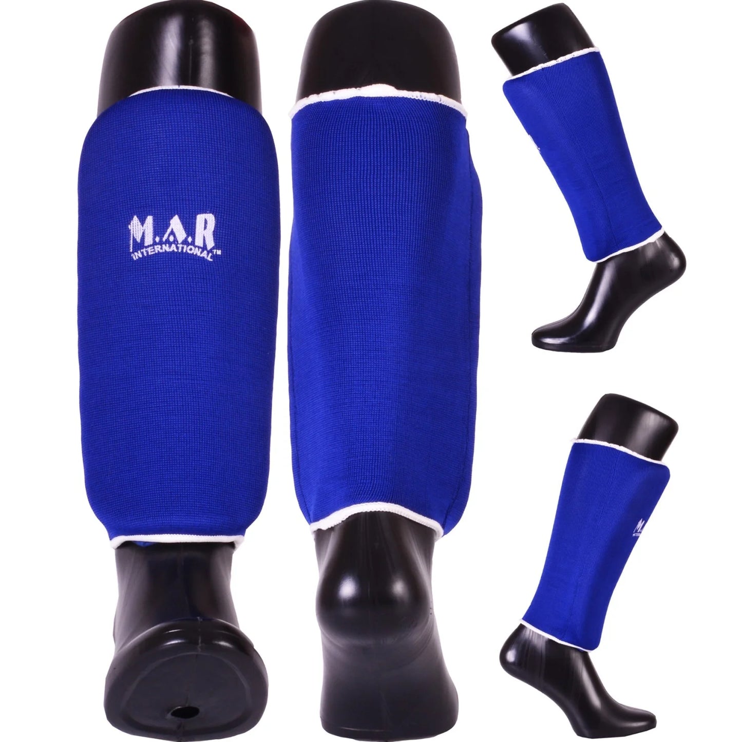 MAR-170D | Blue Elasticated Fabric Shin Guard For Shin Protection - Small Accessories