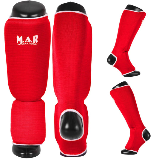 MAR-171C | Red Elasticated Fabric Shin & Instep Guard - Small Accessories
