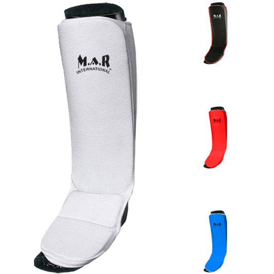 MAR-172A | White MMA Elasticated Fabric Shin & Instep Guard - Small Accessories