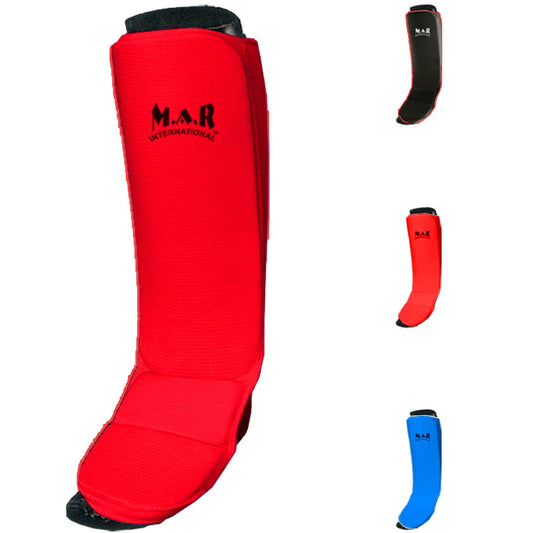 MAR-172C | Red MMA Elasticated Fabric Shin & Instep Guard - Small Accessories