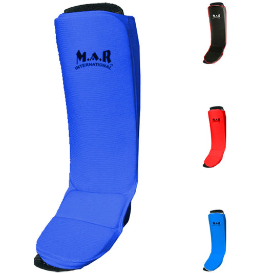 MAR-172D | Blue MMA Elasticated Fabric Shin & Instep Guard - Small Accessories