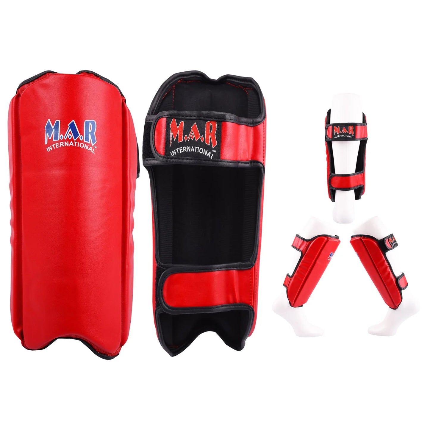 MAR-190A | Red Shin Guards w/ Foam Padding - Shin Guards
