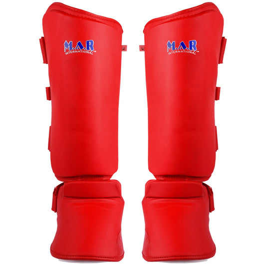 MAR-193A | Foam Padded Red Shin & Instep Guards - Pads