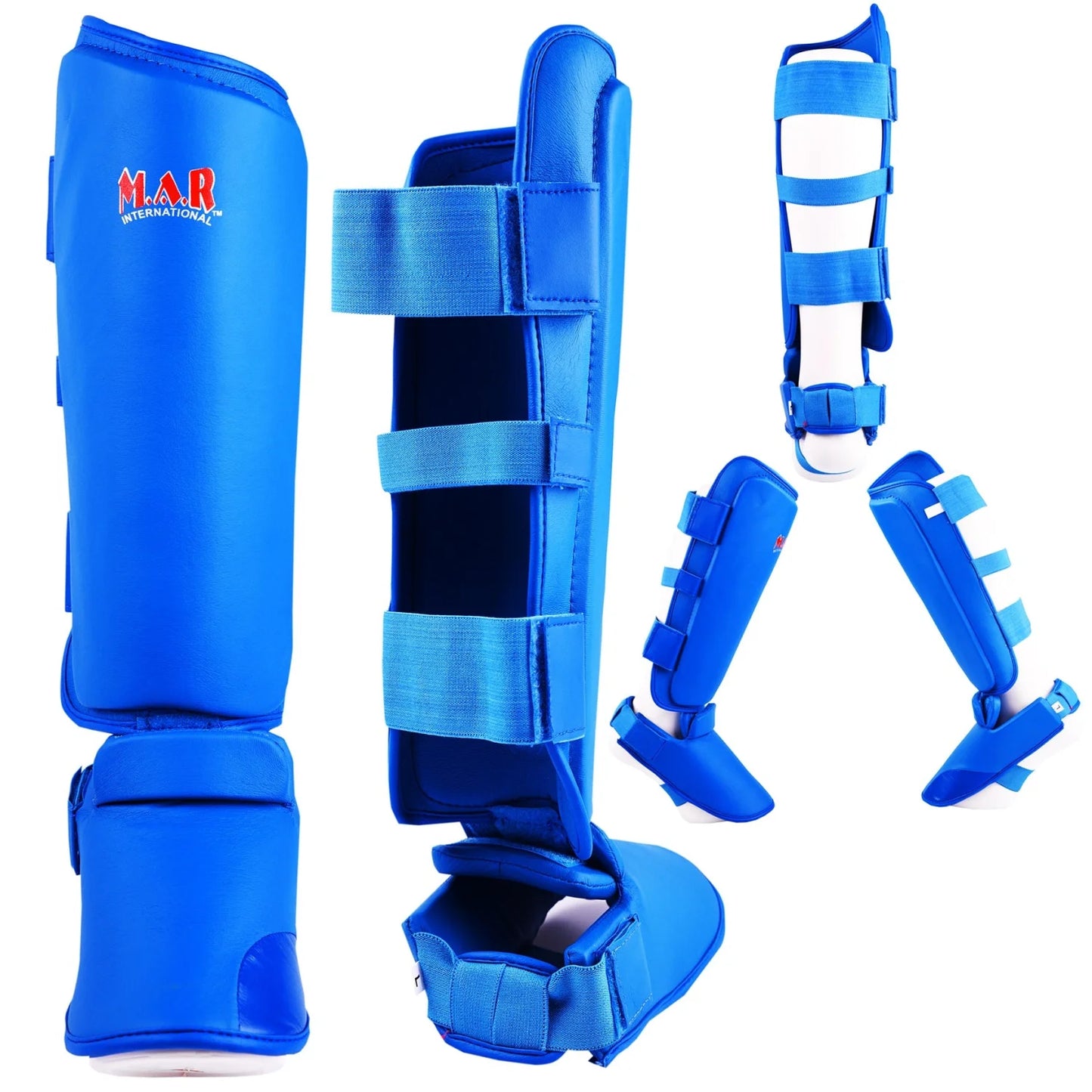 MAR-193C | Foam Padded Blue Shin & Instep Guards - Pads