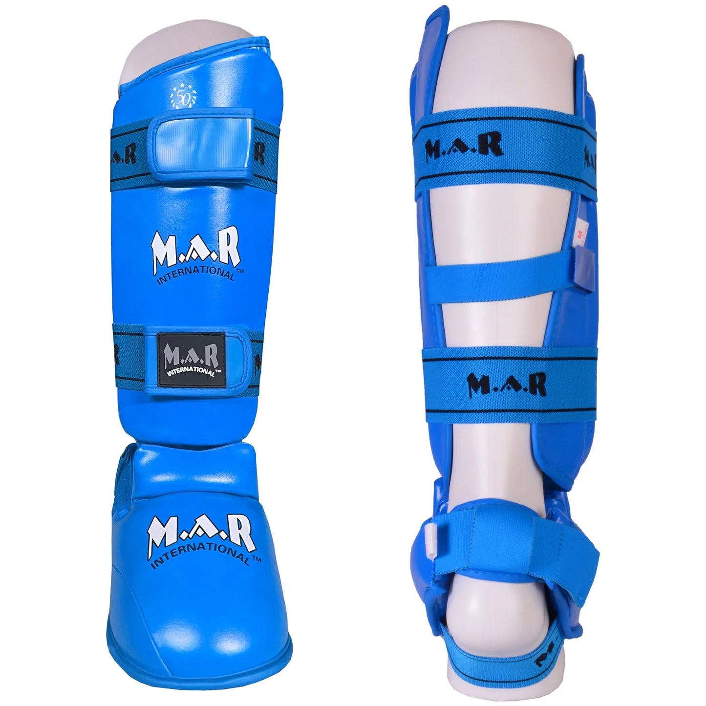 MAR-193G | Foam Padded Blue Shin & Instep Guards - Pads