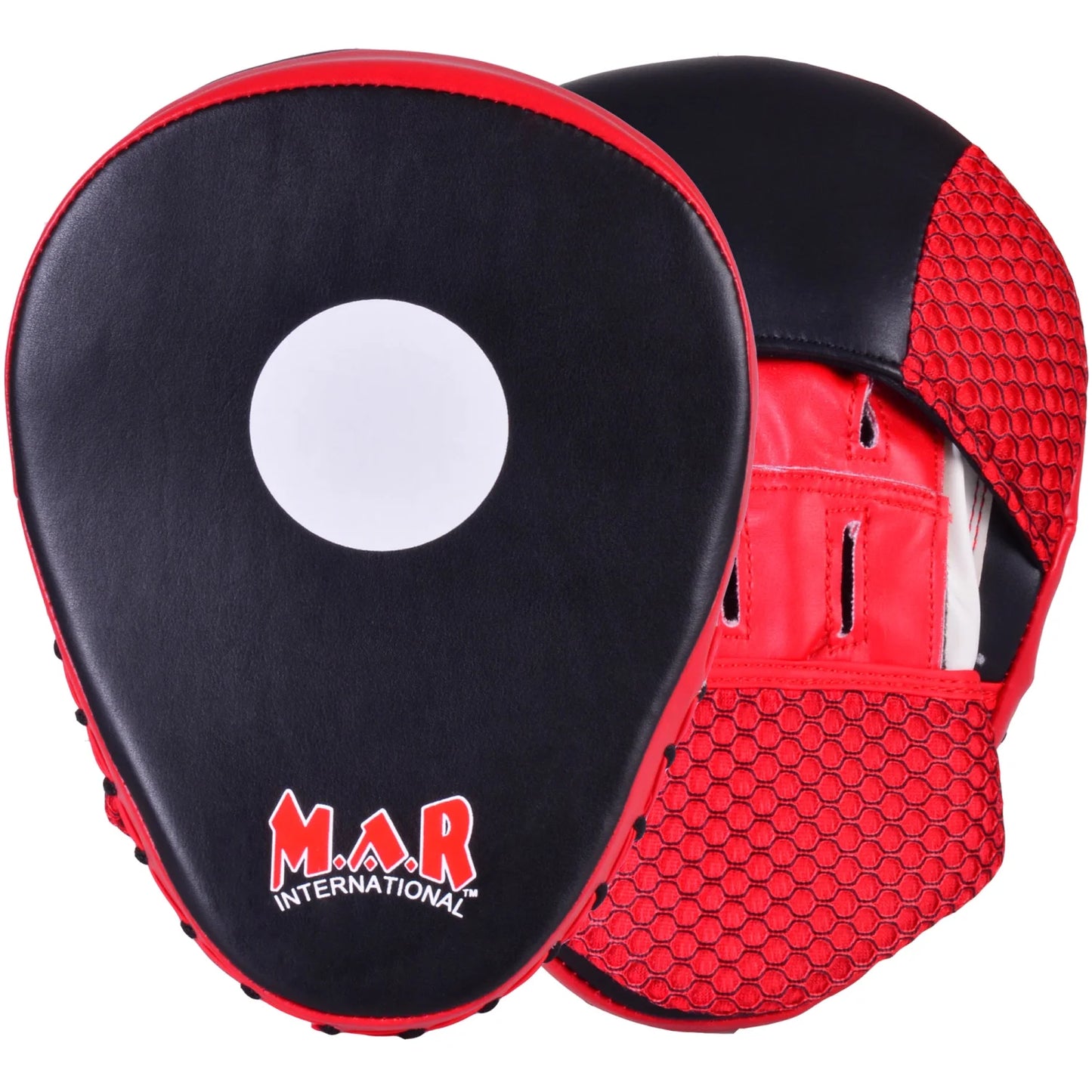 MAR-194E | Red & Black Curved Focus Mitts - Focus Mitts