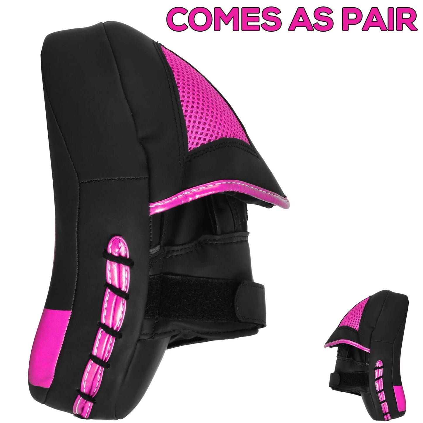 MAR-195I | Black & Pink Hybrid Curved Focus Mitts - Focus Mitts