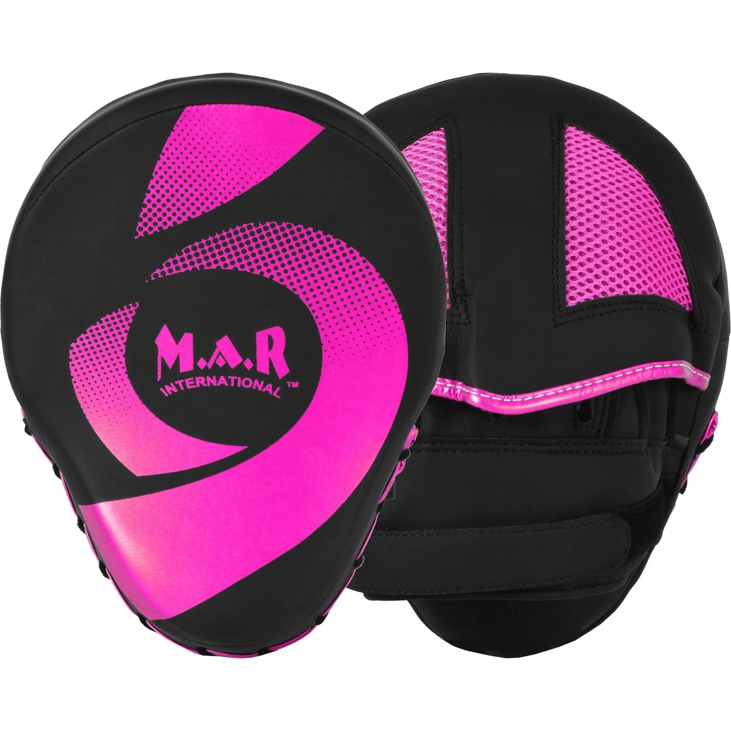 MAR-195I | Black & Pink Hybrid Curved Focus Mitts - Focus Mitts