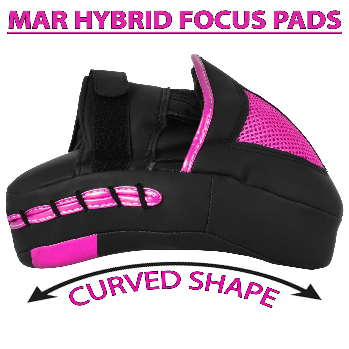 MAR-195I | Black & Pink Hybrid Curved Focus Mitts - Focus Mitts