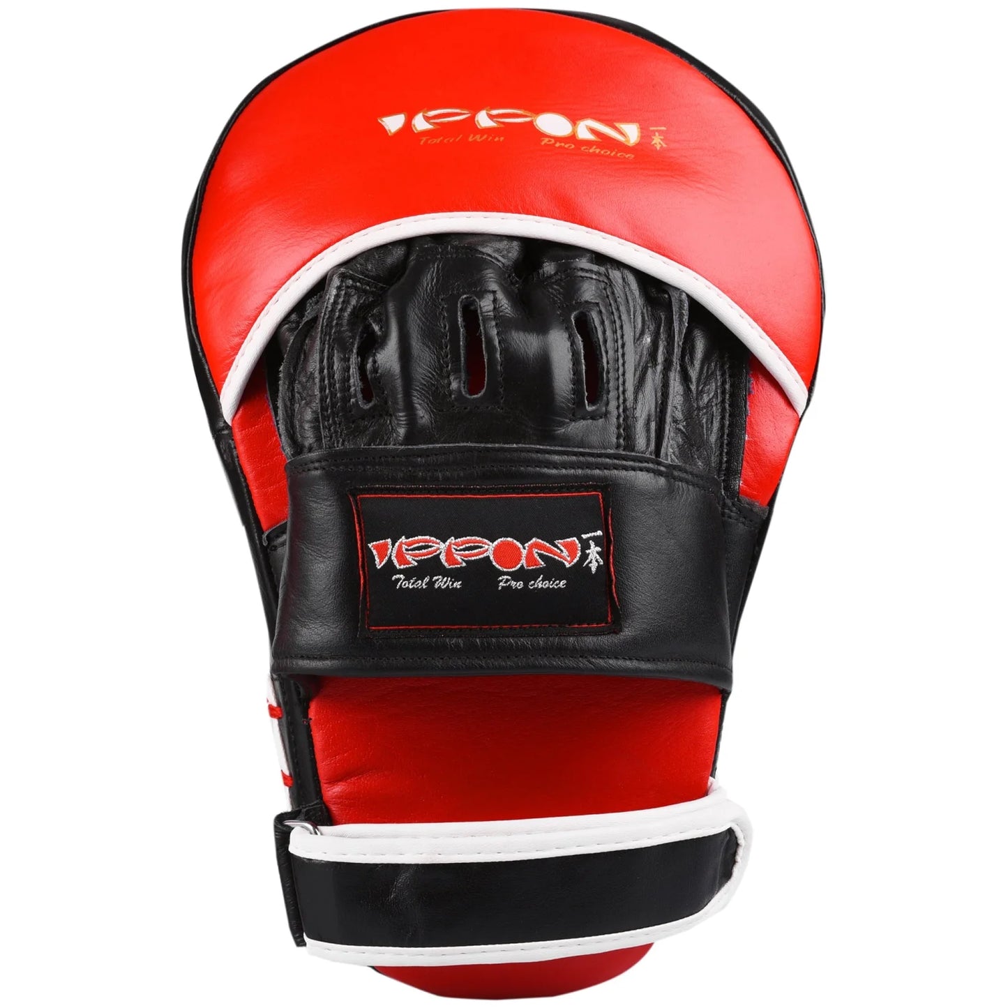 MAR-199 | Red + Black Genuine Leather Large Curved Focus Mitts - Focus Mitts