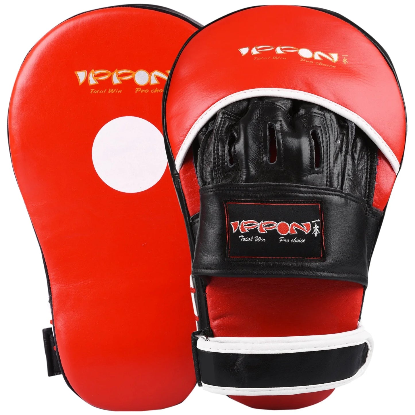 MAR-199 | Red + Black Genuine Leather Large Curved Focus Mitts - Focus Mitts