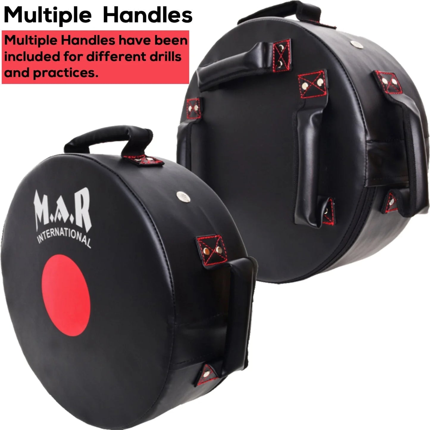 MAR-208G | Black + Red Heavy Duty Circle Round Striking Shield - Striking Pads