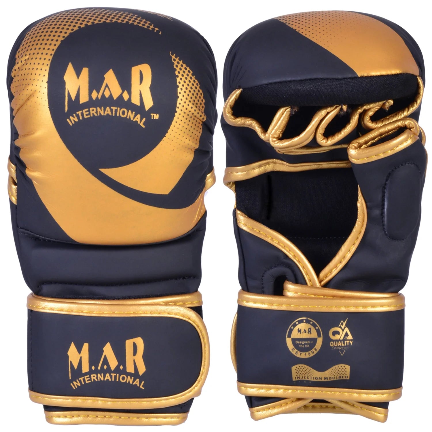 MAR-233 E-N | Matte Black/Gold MAYA Leather Amateur MMA Gloves - Gloves