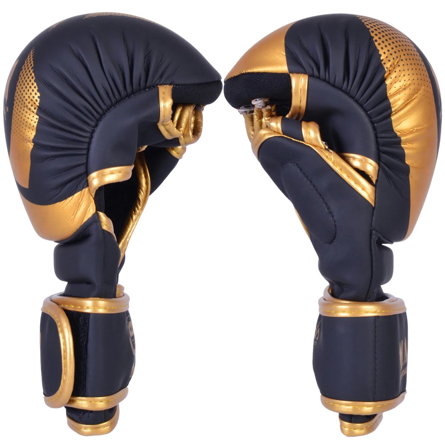 MAR-233 E-N | Matte Black/Gold MAYA Leather Amateur MMA Gloves - Gloves