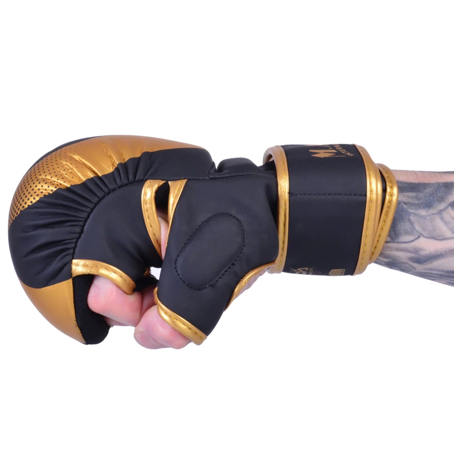 MAR-233 E-N | Matte Black/Gold MAYA Leather Amateur MMA Gloves - Gloves