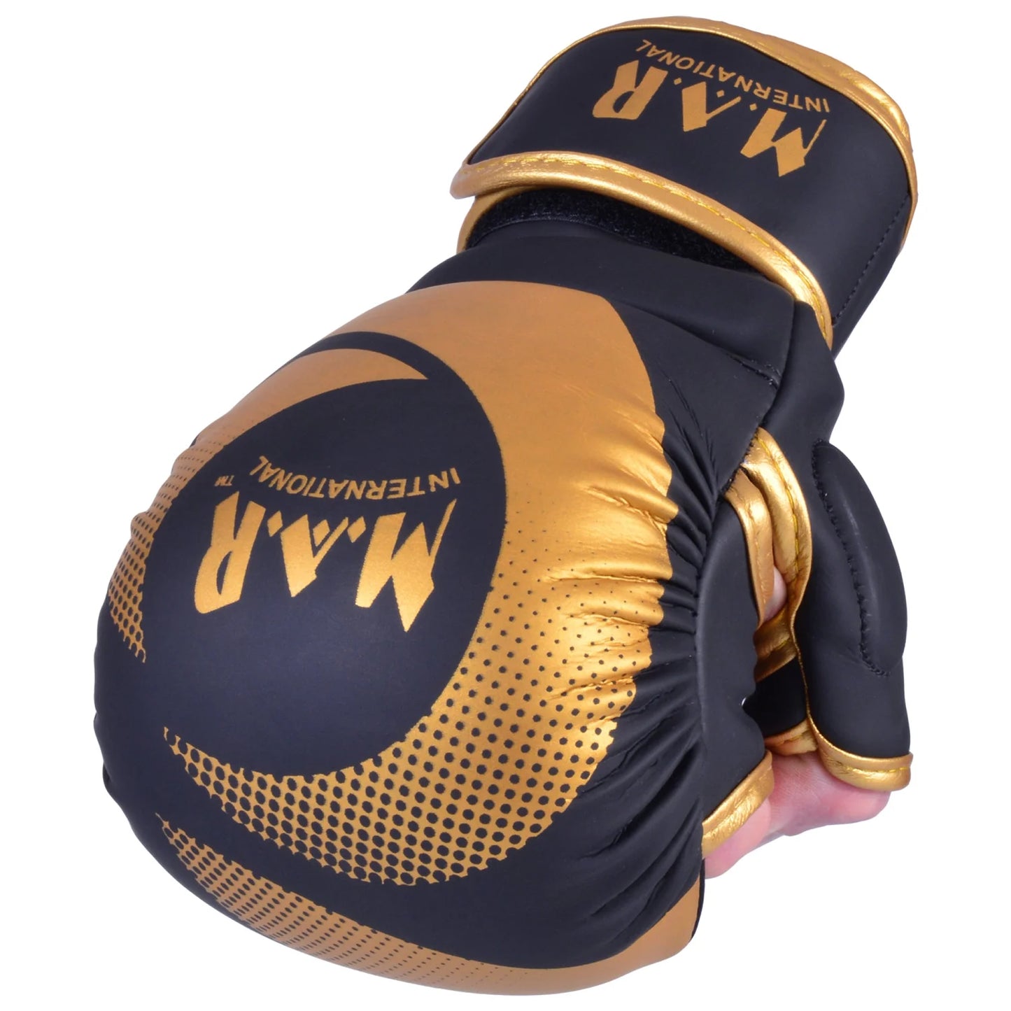 MAR-233 E-N | Matte Black/Gold MAYA Leather Amateur MMA Gloves - Gloves