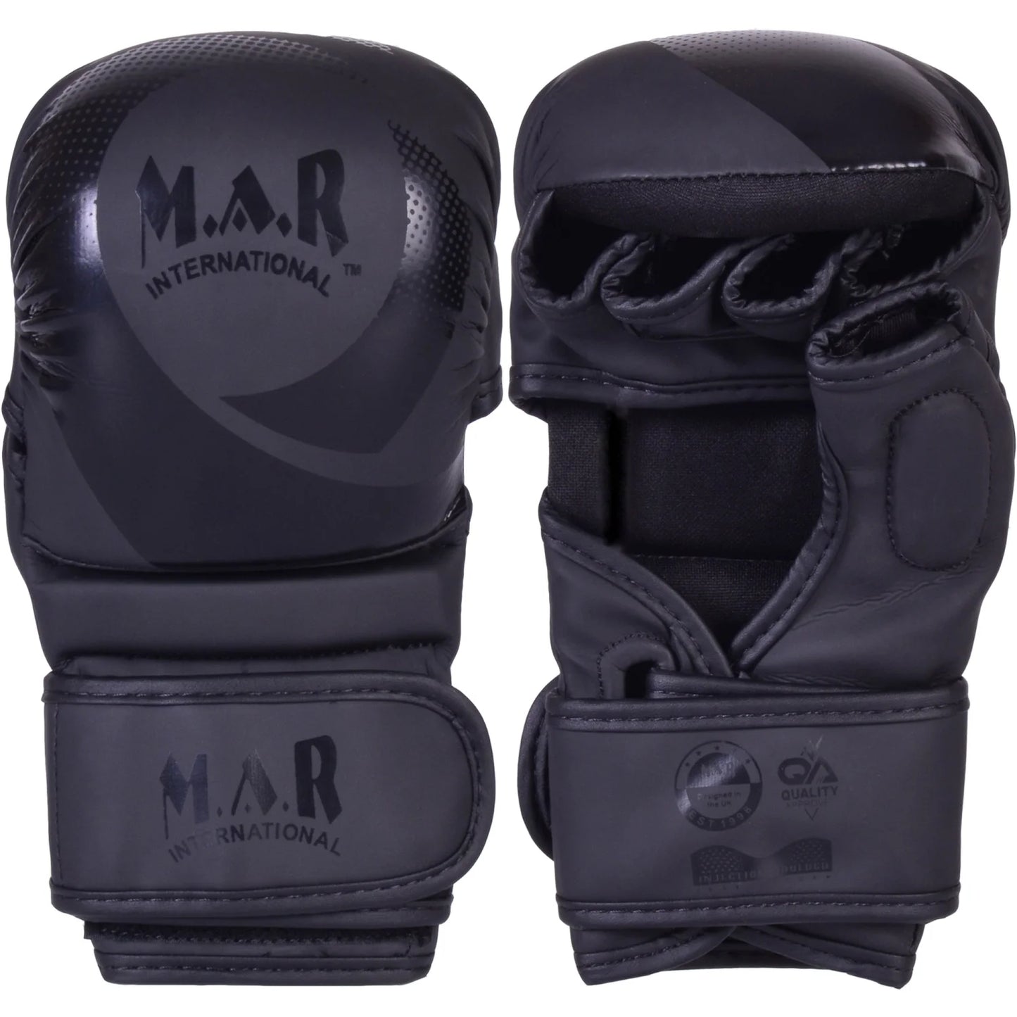 MAR-233C-N |Matte Black/Black MAYA Leather Amateur MMA Gloves - Gloves
