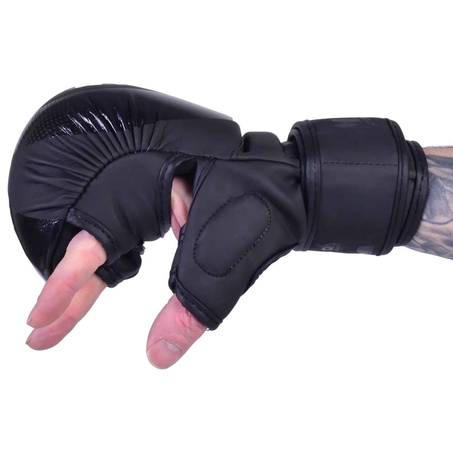 MAR-233C-N |Matte Black/Black MAYA Leather Amateur MMA Gloves - Gloves