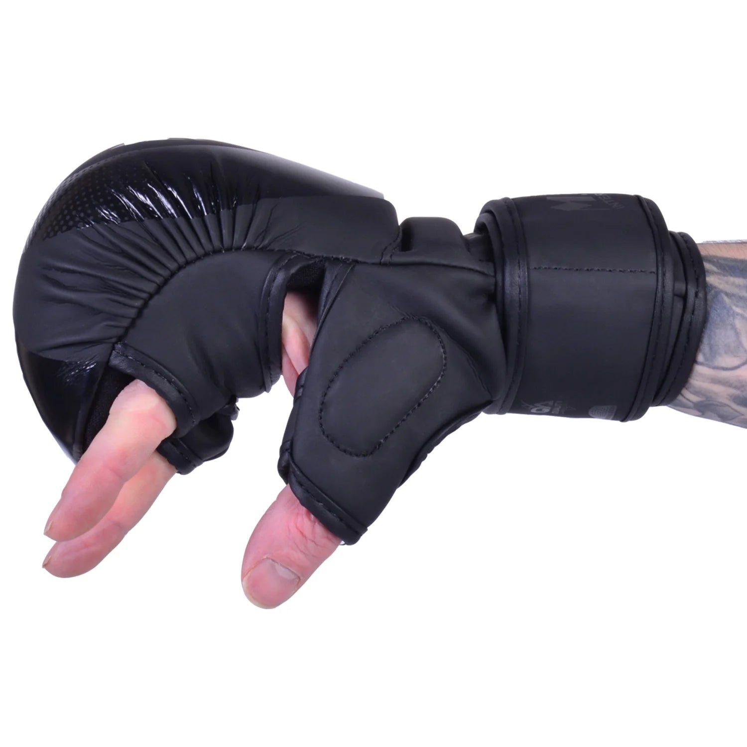 MAR-233C-N |Matte Black/Black MAYA Leather Amateur MMA Gloves - Gloves