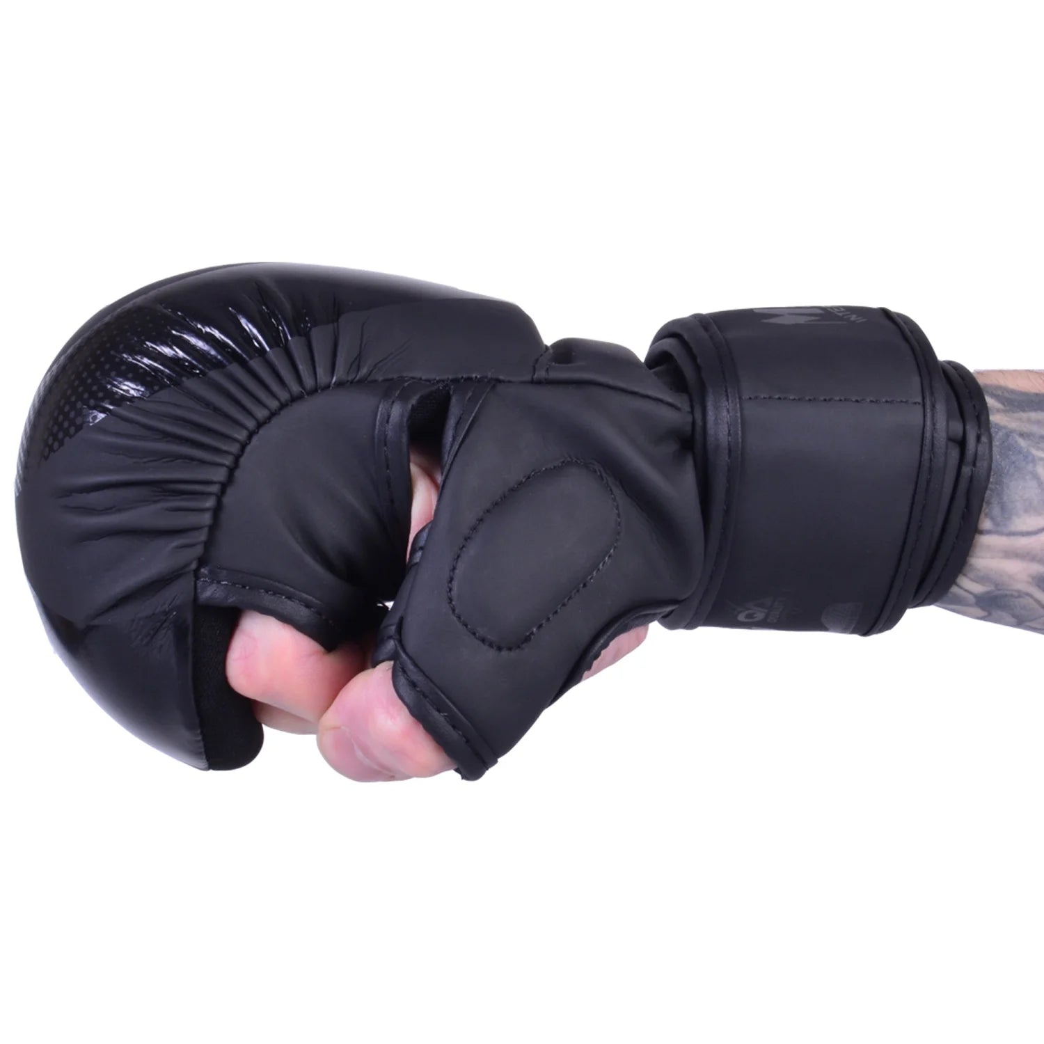 MAR-233C-N |Matte Black/Black MAYA Leather Amateur MMA Gloves - Gloves