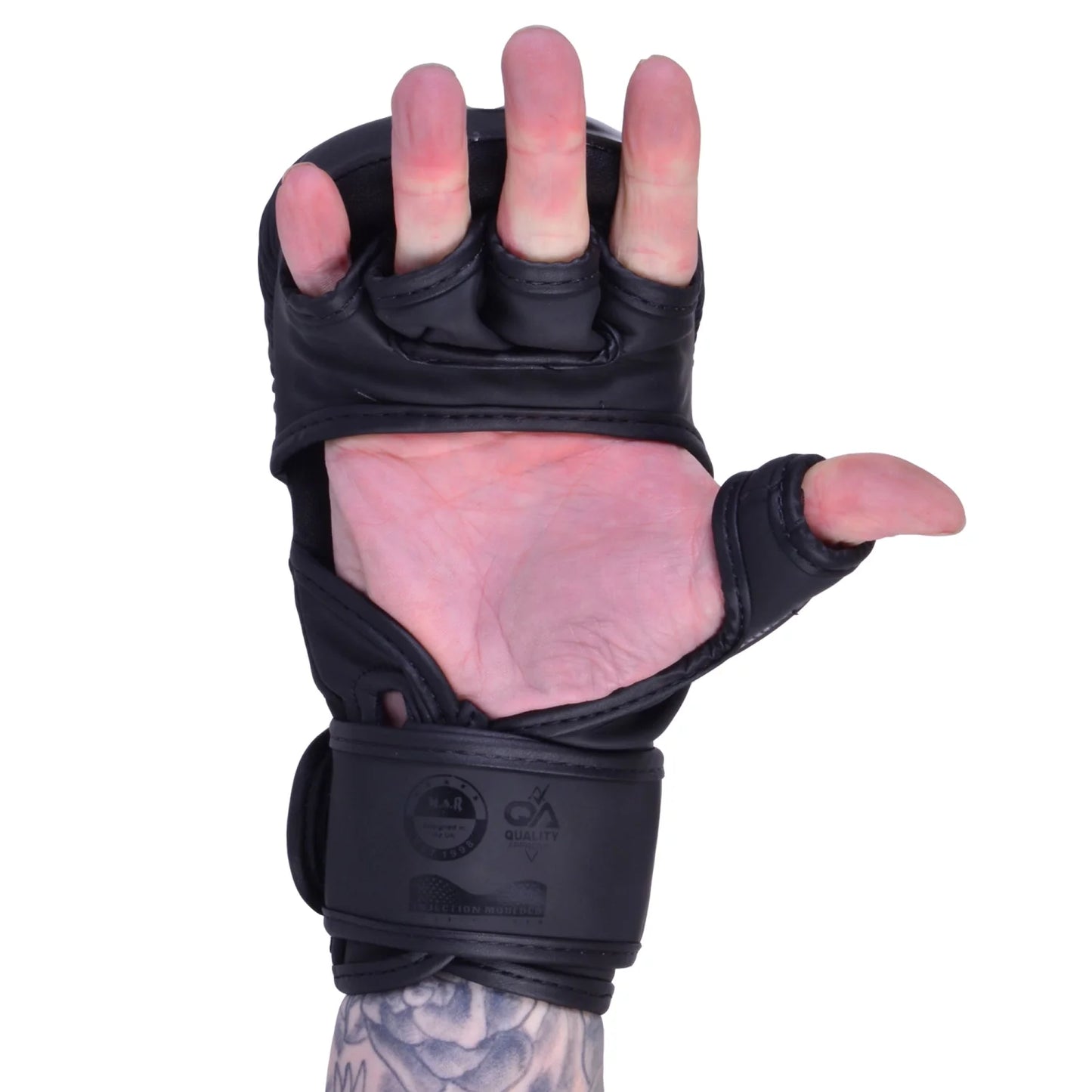 MAR-233C-N |Matte Black/Black MAYA Leather Amateur MMA Gloves - Gloves