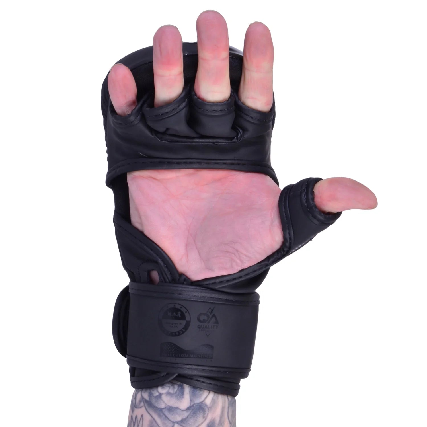 MAR-233C-N |Matte Black/Black MAYA Leather Amateur MMA Gloves - Gloves