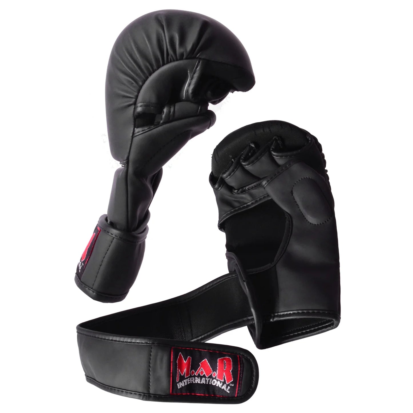 MAR-233C | Rex Leather Black Amateur MMA Gloves - Compact Gloves
