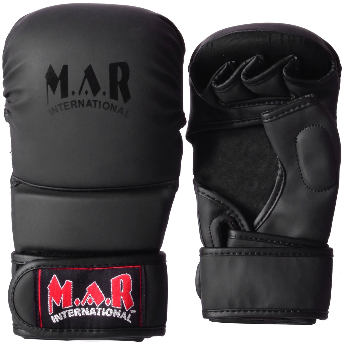 MAR-233C | Rex Leather Black Amateur MMA Gloves - Compact Gloves