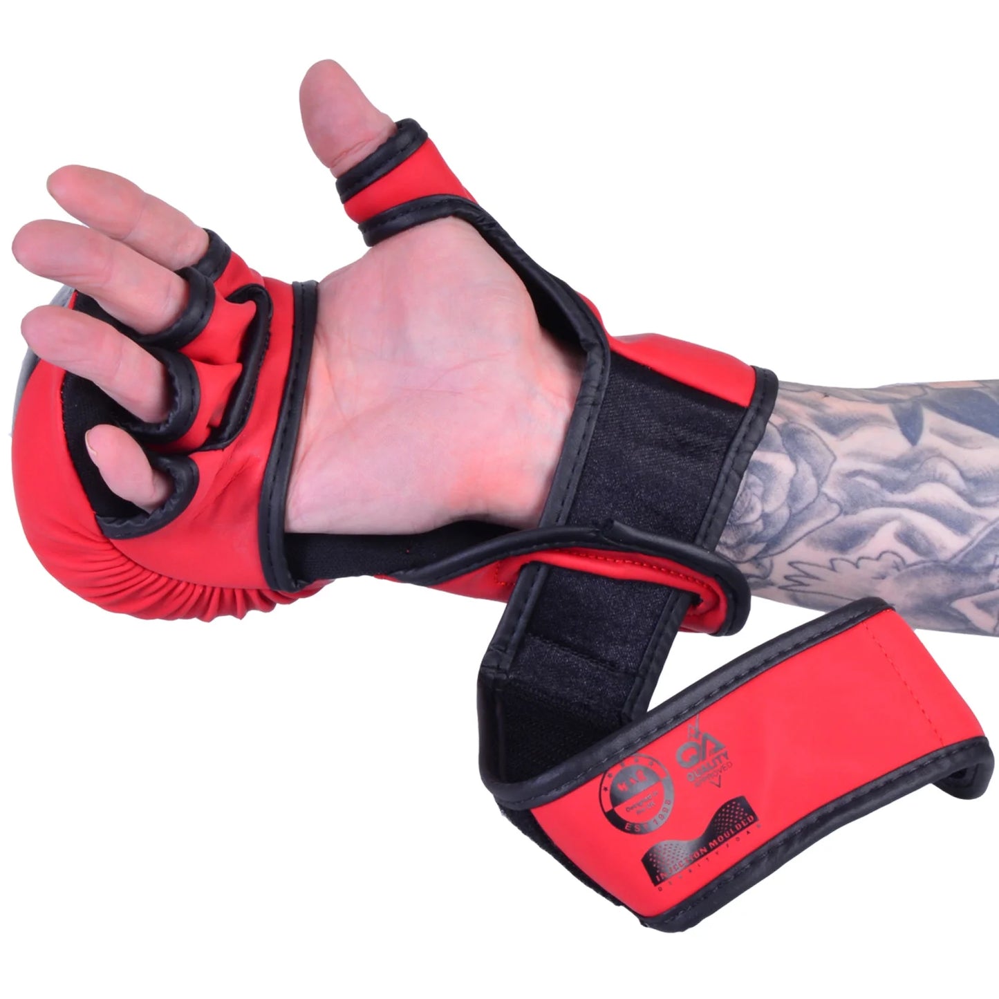 MAR-233D-N | Matte Red/Black MAYA Leather Amateur MMA Gloves - Gloves