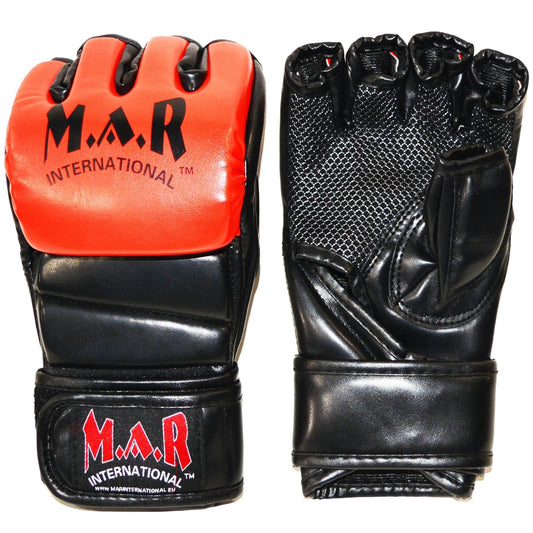 MAR-234B Black/Red Synthetic Leather MMA Gloves - Compact Gloves
