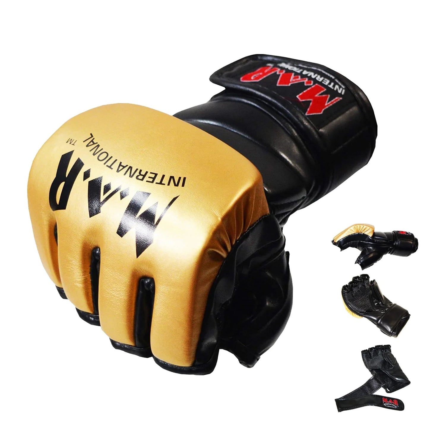 MAR-234C Gold/Black Synthetic Leather MMA Gloves - Compact Gloves