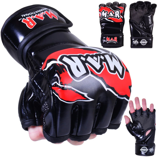 MAR-234E | Red MMA Gloves Fingerless Combat Gloves with Thumb Design - Compact Gloves