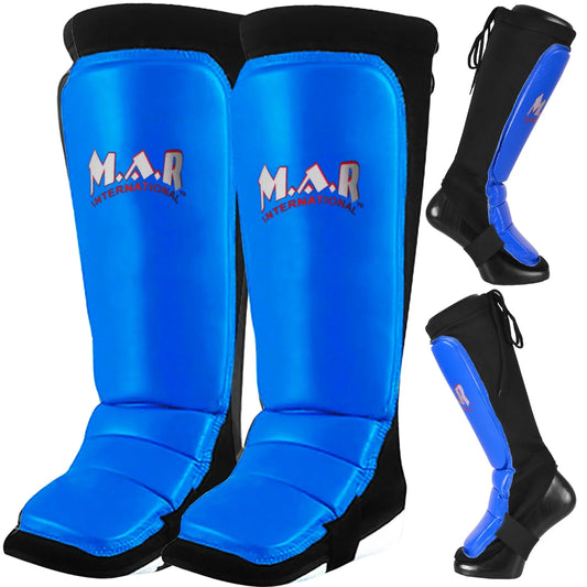 MAR-246C | Genuine Leather MMA Shin + Instep Leg Guards - Pads